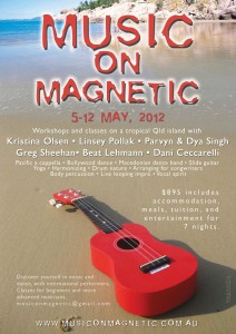 Poster for Music On Magnetic adult music camp. Work included photography.